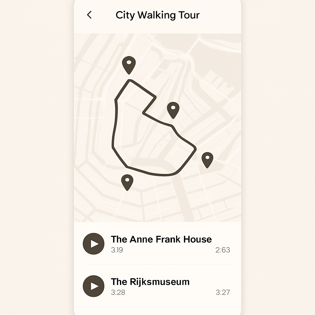 Walky Talky map screen showing points of interest